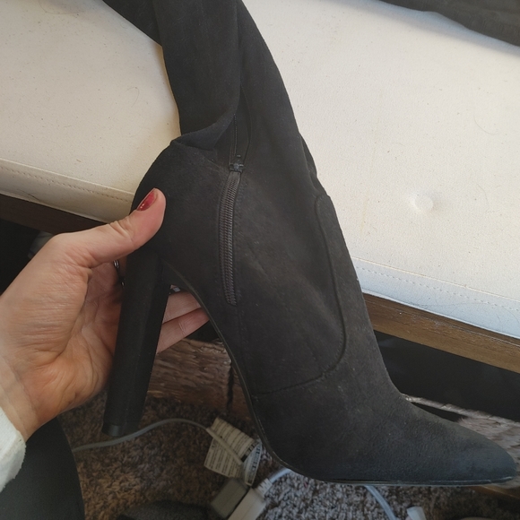 JustFab black faux suede over the knee boots - Picture 3 of 5